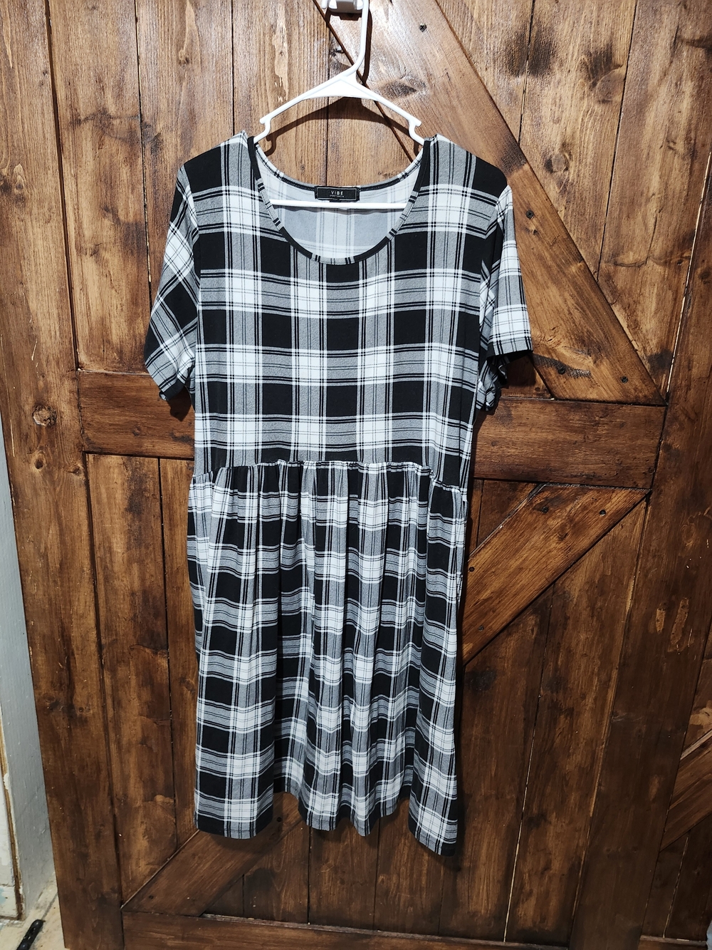 Vibe Black & White Plaid Midi Dress Vibe Sportswear 2x